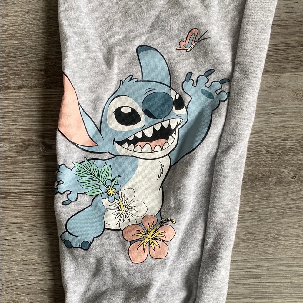 Disney Gray Joggers with Stitch and Floral Accents - Picture 4 of 8